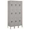 Salsbury Industries Wardrobe Locker, 45" W, 15" D, 78" H, (3) Wide, (9) Openings, Gray 53365GY-U
